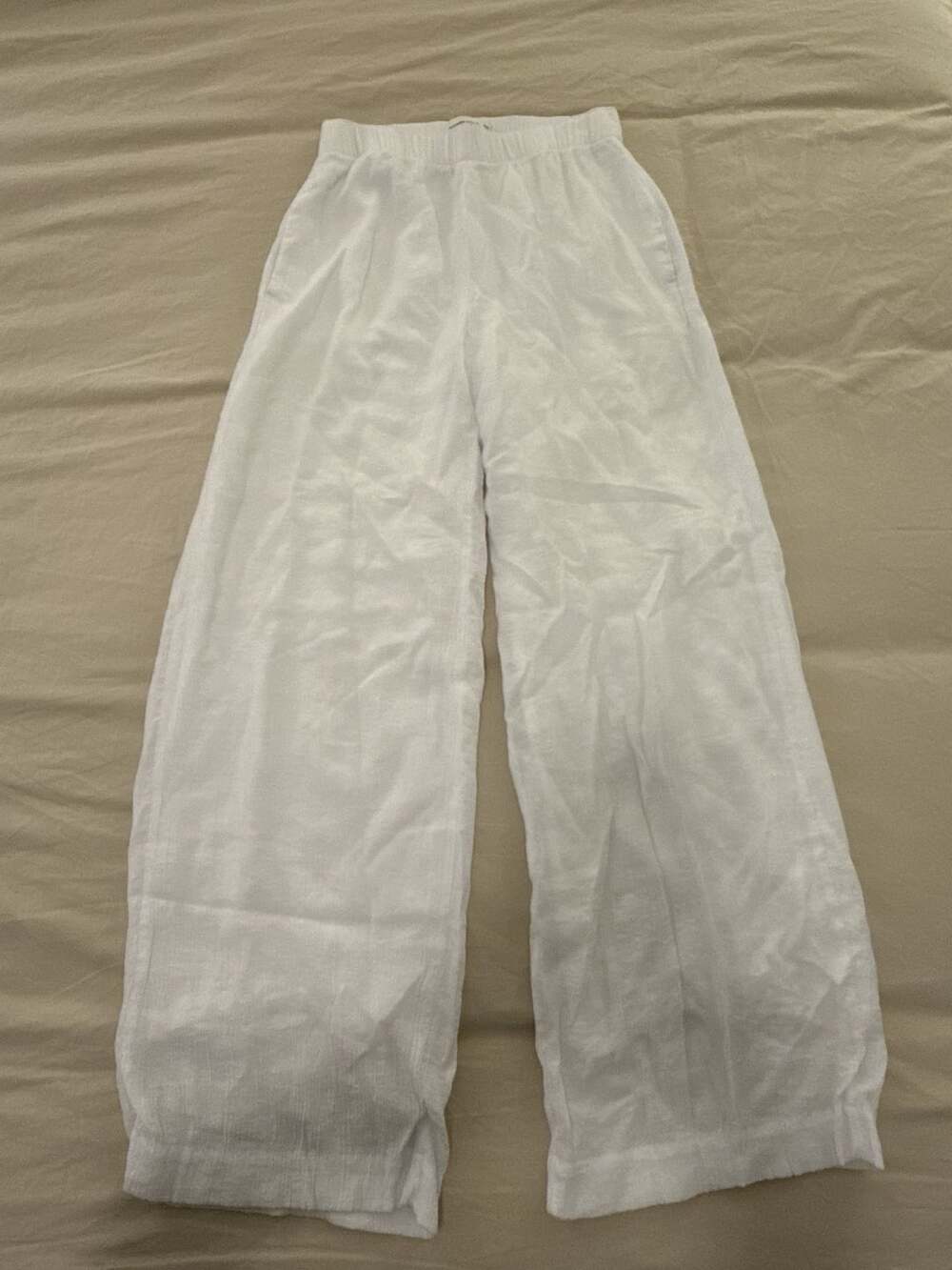 Abercrombie & Fitch White Linen Wide Leg Pants